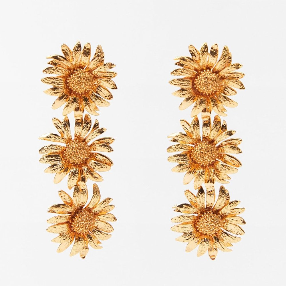 BLOGGER'S FAVE! Zara 2 Piece Set Daisy Earrings And Daisy Necklace NWT - Picture 10 of 16